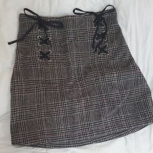 A high waist plaid skirt